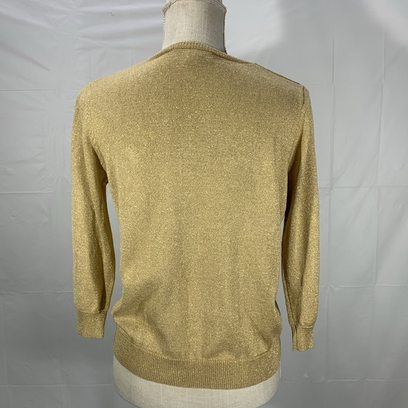 Draper’s & Damon’s Gold Shimmer Sparkle Scoop Neck Sweater Size Small Pe… - Picture 7 of 12